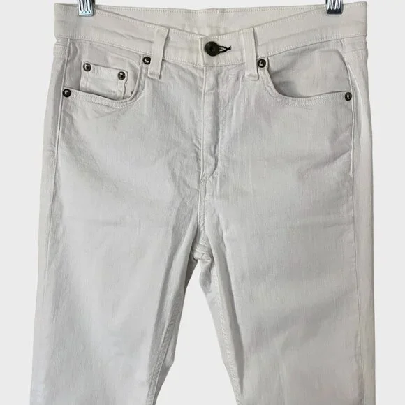 Rag + Bone The Dre High-Waisted Skinny Jeans Aged White Women's Size 27 Raw-Hem
